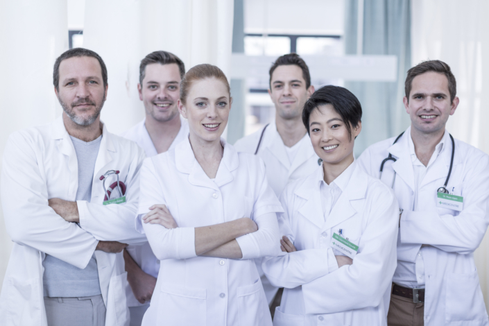 Portrait of confident hospital team